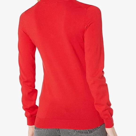 NWT Lacoste V-neck Jersey Sweater - Cherry Red - Picture 2 of 9